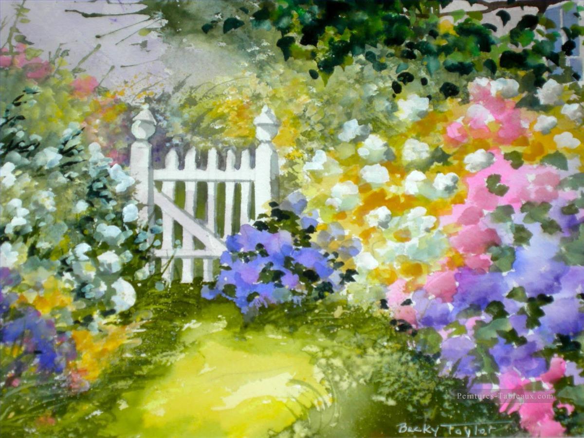 couleur de l’eau de clôture florale Peintures à l'huile